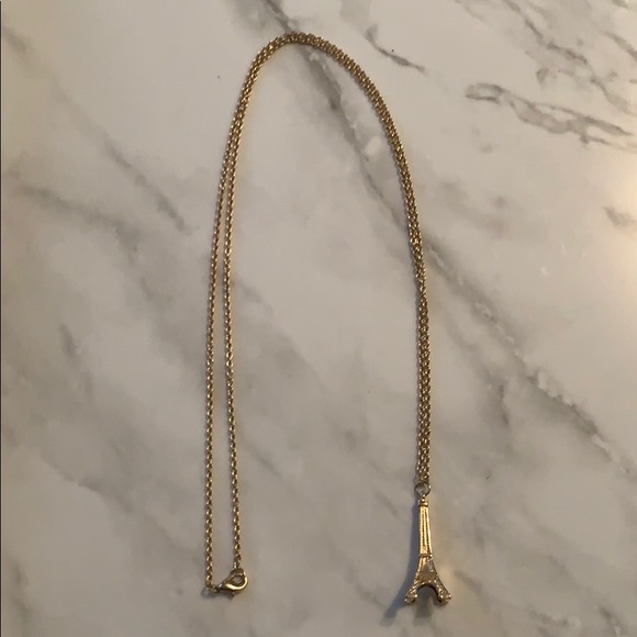 Long Eiffel Tower Paris Necklace Gold - Picture 3 of 13